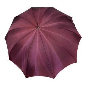Vintage 1960's? Burgundy Umbrella W/ Lucite? Handle  Made In USA Acetate - 33”